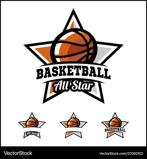 Basketball ball all star badge logo Royalty Free Vector