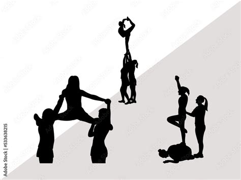 Cheer Stunt SVG Cut Files | Cheer Leading Silhouette | Cheer Team ...