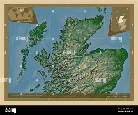 Highland, region of Scotland - Great Britain. Colored elevation map ...