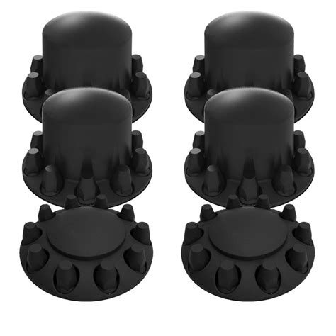 Complete Satin Black Axle Cover Kit With 33MM Thread On Lug Nut Covers ...