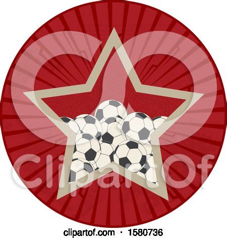 Clipart of a Retro Star in a Circle, with Soccer Balls - Royalty Free Vector Illustration by ...