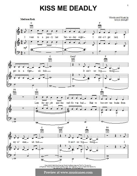 Kiss Me Deadly (Lita Ford) by M. Smiley - sheet music on MusicaNeo