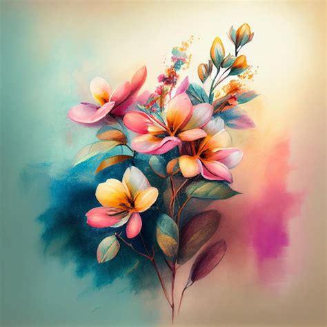 Premium Photo | Beautiful watercolor flowers painting pastel mood