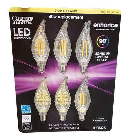 Feit Electric Led Chandelier Bulbs 40W 6 Pack Soft White, 6Count ...