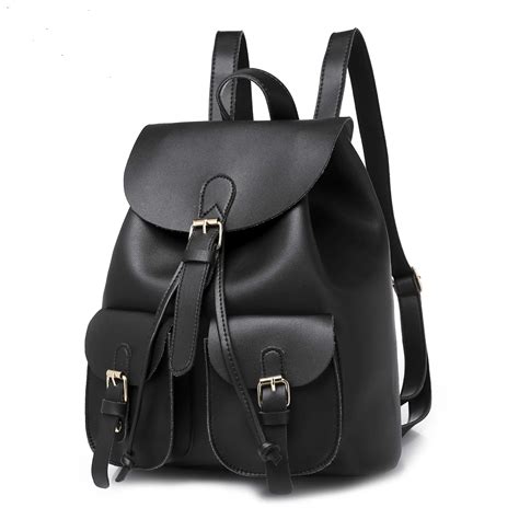 New Backpack Women's Bag PU Leather College Wind Backpack Sling Bag Large Capacity Travel Bag ...