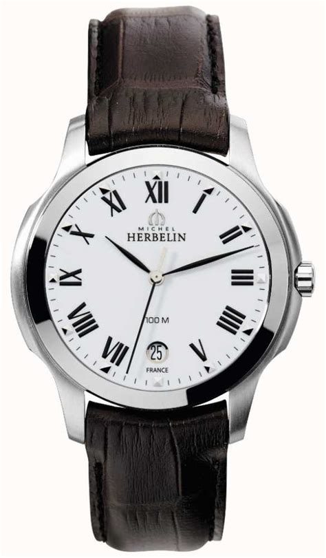 Michel Herbelin Mens Ambassador Brown Leather Strap 12239/01MA - First Class Watches™