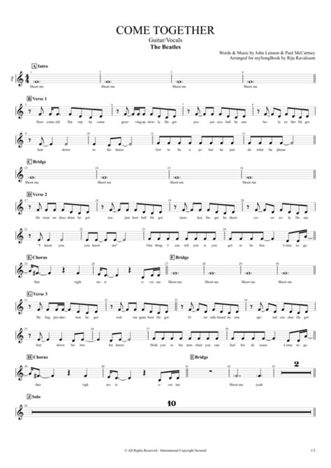 Come Together Tab by The Beatles (Guitar Pro) - Guitar & Vocals | mySongBook