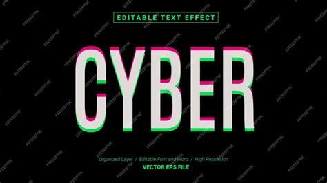 Premium Vector | Editable cyber font typography template text effect ...