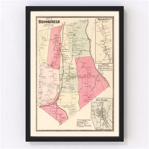 Vintage Map of Brookfield, Connecticut 1867 by Ted's Vintage Art