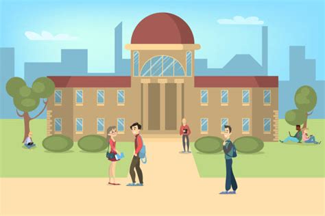 Royalty Free University Campus Clip Art Vector Images And Illustrations ...