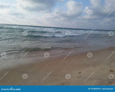 Ashdod beach stock image. Image of reflection, sand - 191058759