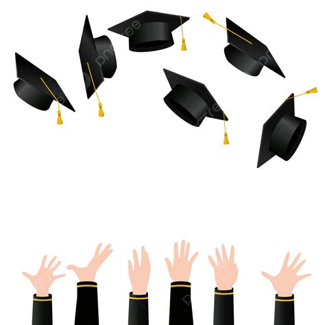 Hand Throwing Toga Caps Or Graduation Celebrations Vector, Graduation, Hand Throwing Toga Cap Up ...