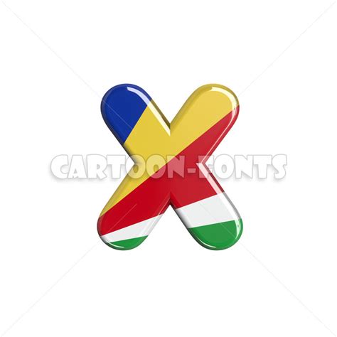 seychellois flag character X | 3d lowercase letter against white background