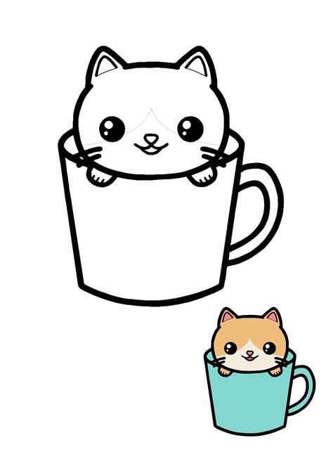 Kawaii Cute Cat Coloring Pages
