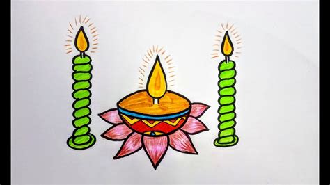 How to draw Diwali poster for kids||Happy diwali easy drawing for kids ...