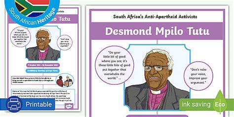 Desmond Tutu Infographic - Twinkl South Africa - Printable