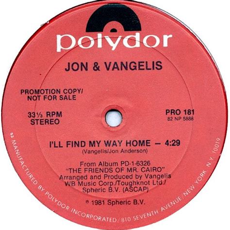 Jon & Vangelis ‎– I'll Find My Way Home (Vinyl, Promo) - Hi-Fi Hits