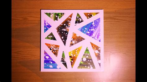 Geometric Abstract Acrylic Painting Technique Using Tape Creating ...