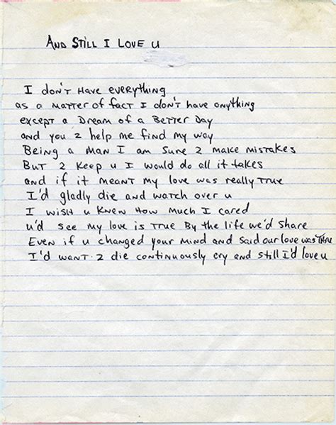 And Still I Love U - Tupac's Handwritten Poem | 2PacLegacy.net | Tupac poems, Tupac quotes ...