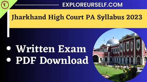 Jharkhand High Court PA Syllabus 2023 PDF Download, Exam Pattern