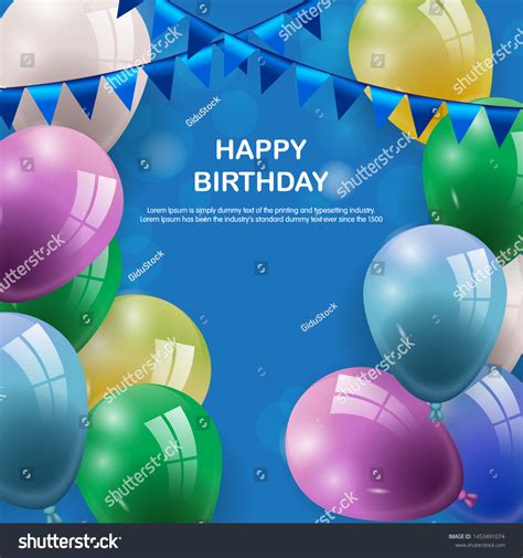 Birthday Greeting Card Balloons Birthday Text Stock Vector (Royalty ...