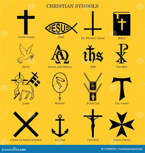 Christian Symbols. Multiple Symbols of Cristianity Stock Vector - Illustration of alpha ...