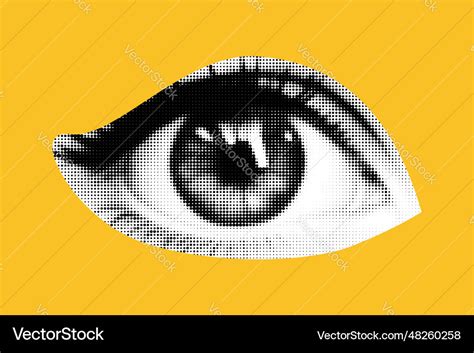 An eye cut out as if from a magazine isolated Vector Image