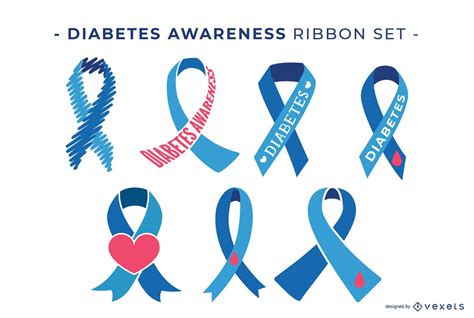 Diabetes Awareness Ribbon Set Vector Download