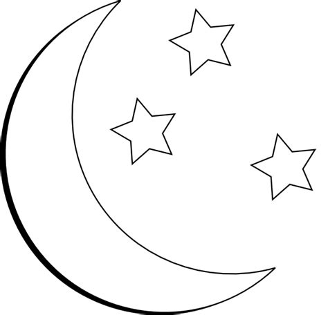 Moon black and white moon and stars outline clip art at vector clip art - WikiClipArt