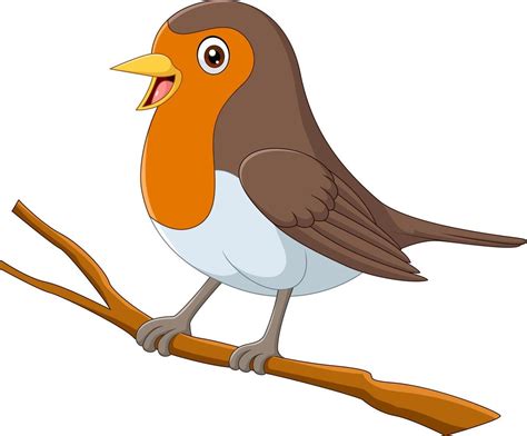 Cartoon robin bird sitting on a tree branch 5151844 Vector Art at Vecteezy