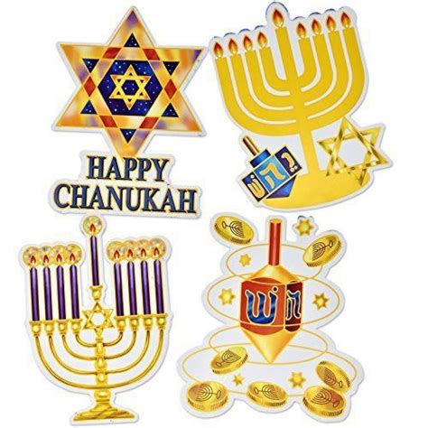 Hanukkah Window Clings Decorations Menorah Star Of David Happy Chanukah ...