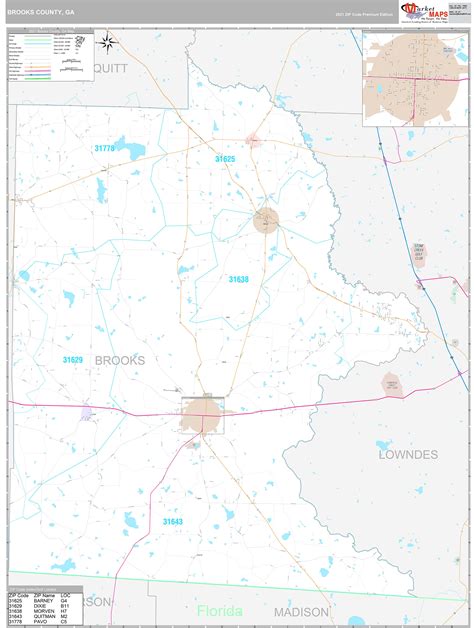 Brooks County, GA Wall Map Premium Style by MarketMAPS - MapSales