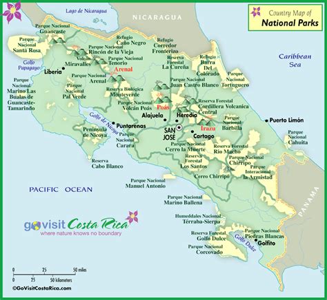 Costa Rica National Park Map, Costa Rica - Go Visit Costa Rica