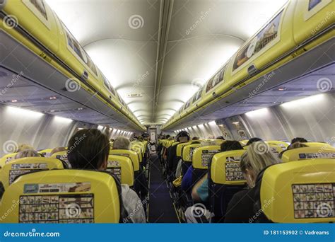 London, United Kingdom - June 11, 2019: Inside Ryanair Airplane during ...