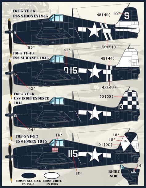 1:48 Colors & Markings of F6F-5 Hellcats Part 1