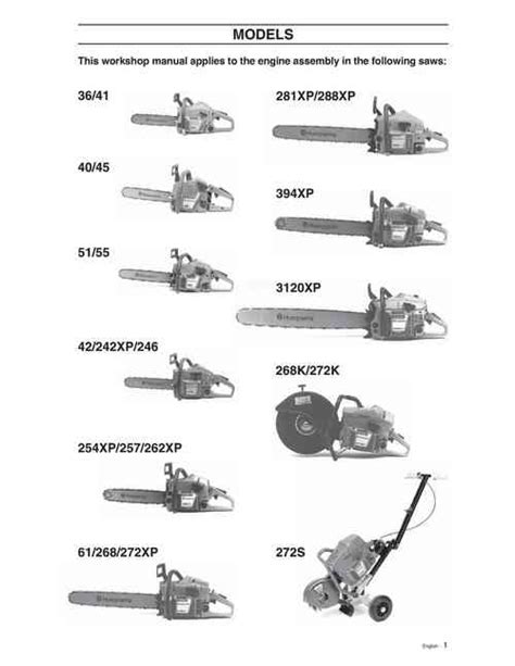 HUSQVARNA CHAINSAW REPAIR MANUAL 36 40 41 42 45 51 55 242XP - Down...