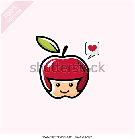 Apple. Healthy Food concept. Emoji Emoticon collection. Cartoon ...