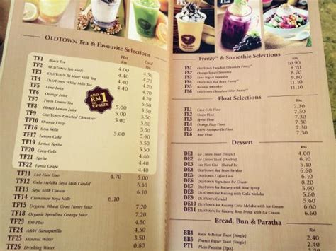 Old Town White Coffee Malaysia Menu : Old Town White Coffee Menu Menu ...