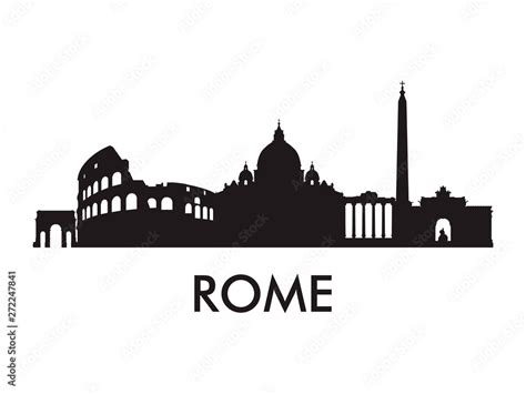 Rome skyline silhouette vector of famous places Stock Illustration ...