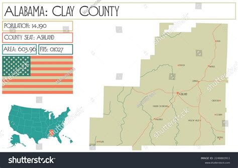 Large Detailed Map Clay County Alabama Stock Vector (Royalty Free ...