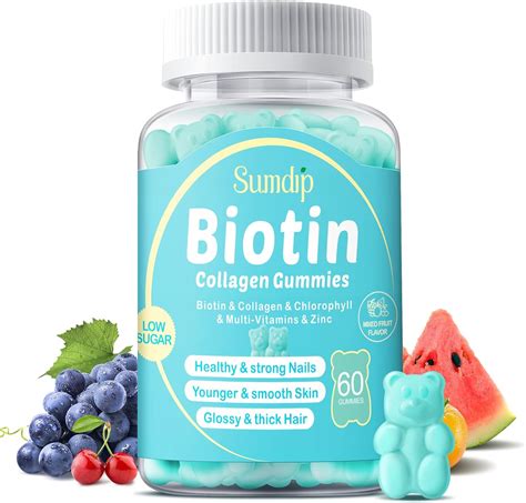 Biotin Gummies, New Formula with 10,000mcg Biotin, Collagen, Chlorophyll, Vatimin A, B6, B12, C ...