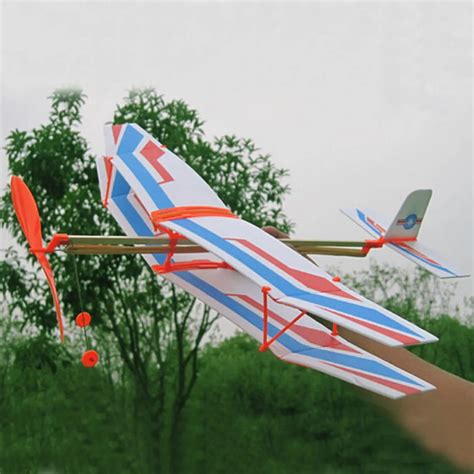 NEW Educational DIY Assembly Airplane Aircraft Launched Powered By Rubber Kids Model Building ...