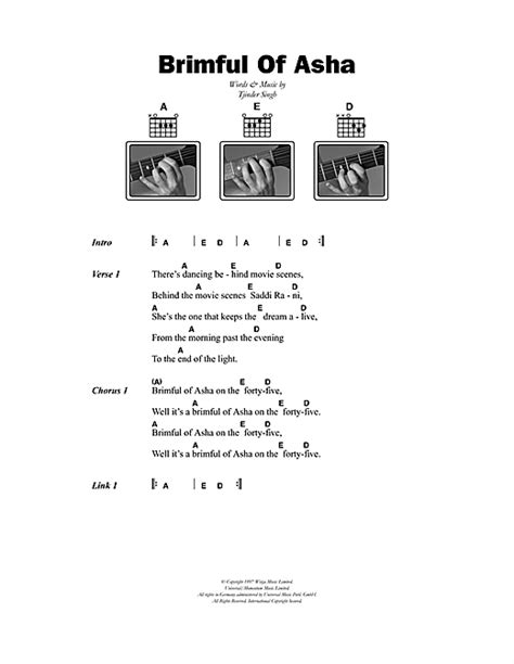 Cornershop "Brimful Of Asha" Sheet Music Notes | Download Printable PDF ...