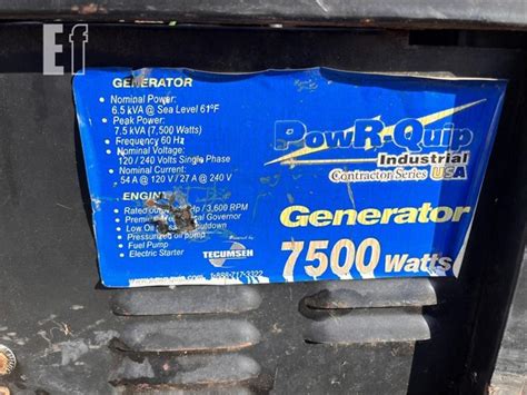 POWER-QUIP 7500 WATT GENERATOR | Online Auctions | EquipmentFacts.com