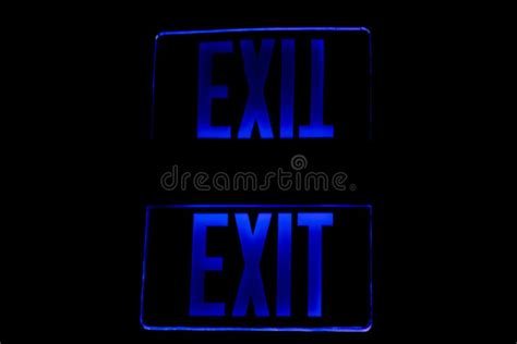 Blue Exit Sign in English and Arabic Language Written of White L Stock Photo - Image of ...