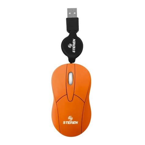 Compra Mouse Steren Óptico Alámbrico USB Retráctil Naranja COM-5253NA | Cyberpuerta.mx