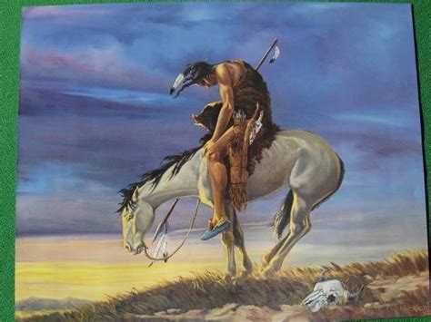 Native American Indian on Horseback "End of the Trail" Art by Meketi ...