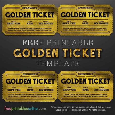 Customizable Golden Ticket Template - Free Printables Online