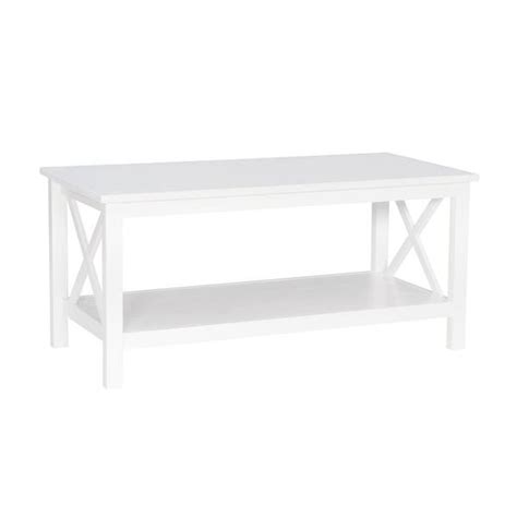 Linon Home Decor Ramsey Antique White Finish Coffee Table with Shelf ...