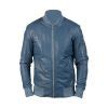 Light Blue Leather Bomber Jacket | Genuine Leather Jackets